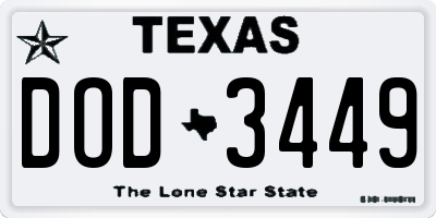 TX license plate DOD3449