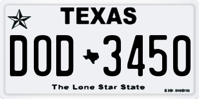 TX license plate DOD3450