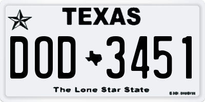 TX license plate DOD3451