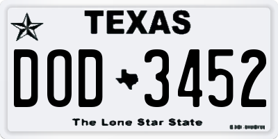 TX license plate DOD3452