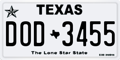 TX license plate DOD3455