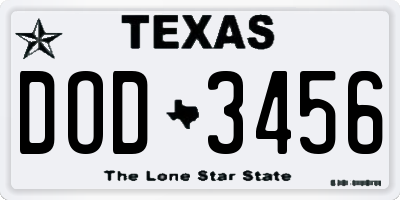TX license plate DOD3456