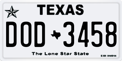TX license plate DOD3458