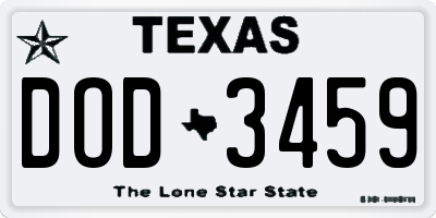 TX license plate DOD3459