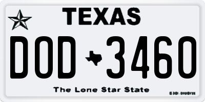 TX license plate DOD3460