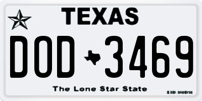 TX license plate DOD3469