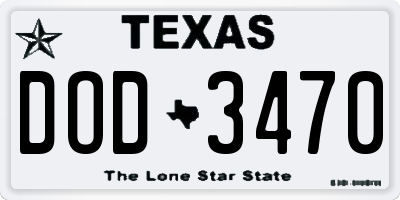 TX license plate DOD3470