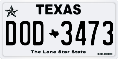 TX license plate DOD3473