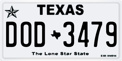 TX license plate DOD3479