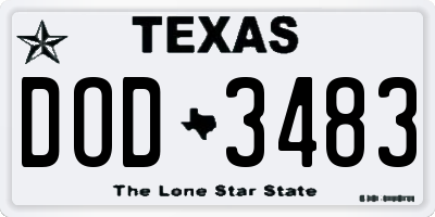 TX license plate DOD3483