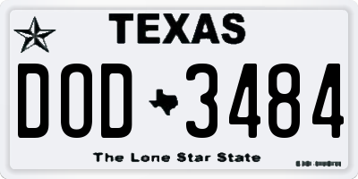 TX license plate DOD3484
