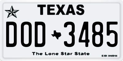 TX license plate DOD3485