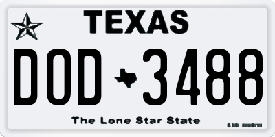 TX license plate DOD3488