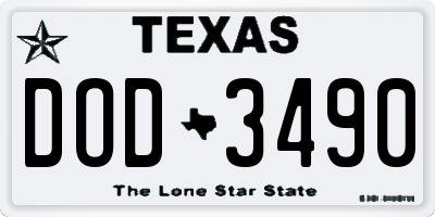 TX license plate DOD3490