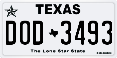 TX license plate DOD3493