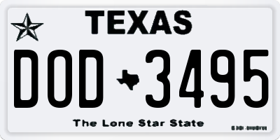 TX license plate DOD3495