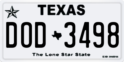 TX license plate DOD3498