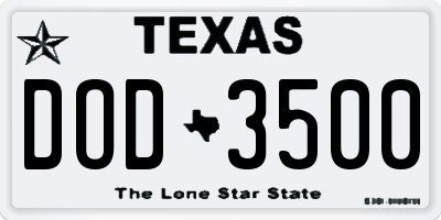 TX license plate DOD3500