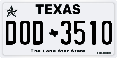 TX license plate DOD3510