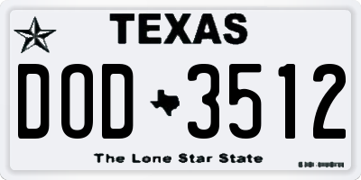 TX license plate DOD3512