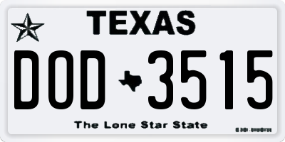 TX license plate DOD3515