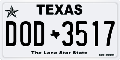 TX license plate DOD3517