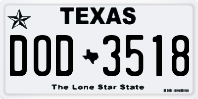 TX license plate DOD3518