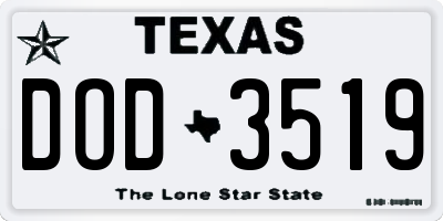 TX license plate DOD3519