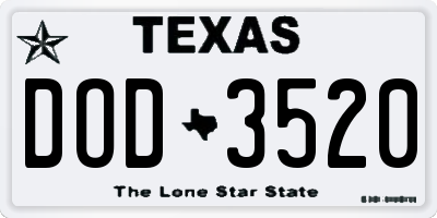 TX license plate DOD3520