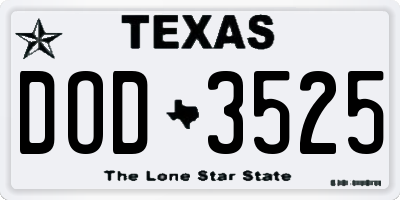TX license plate DOD3525