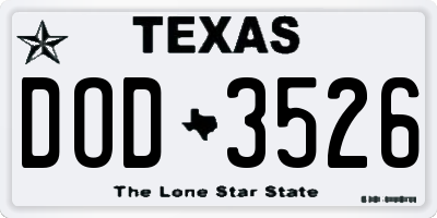 TX license plate DOD3526