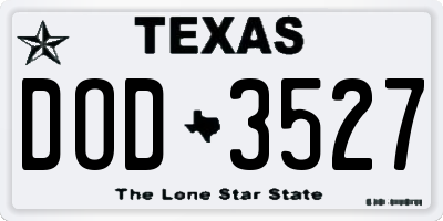 TX license plate DOD3527