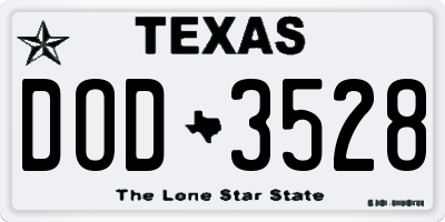 TX license plate DOD3528