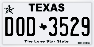 TX license plate DOD3529