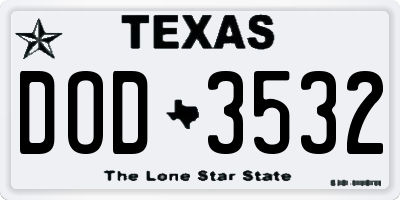 TX license plate DOD3532