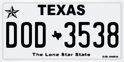TX license plate DOD3538