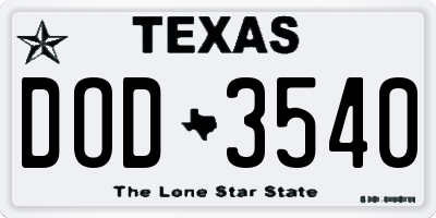 TX license plate DOD3540