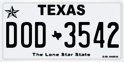 TX license plate DOD3542