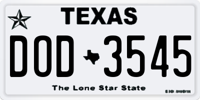 TX license plate DOD3545