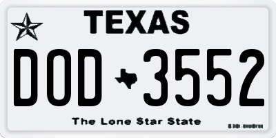 TX license plate DOD3552