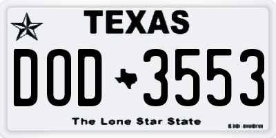 TX license plate DOD3553