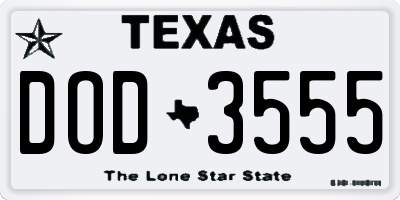 TX license plate DOD3555