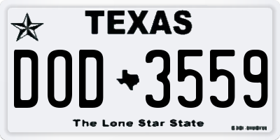 TX license plate DOD3559