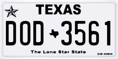 TX license plate DOD3561