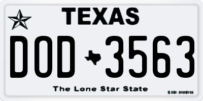 TX license plate DOD3563