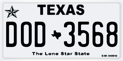 TX license plate DOD3568