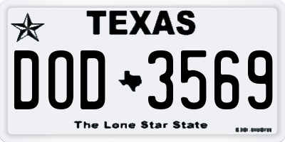 TX license plate DOD3569