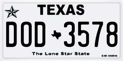 TX license plate DOD3578