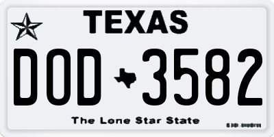 TX license plate DOD3582