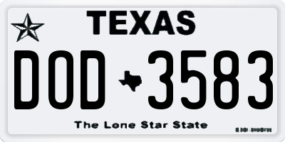 TX license plate DOD3583